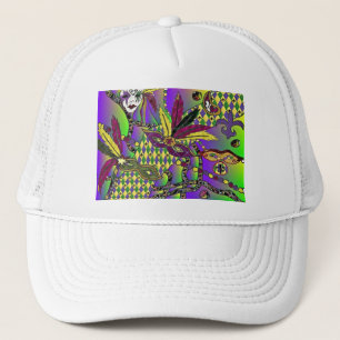 Boné Máscaras de Penas do Mardi Gras Psicodélico Presen