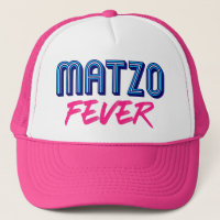 Matzo Fever Blue Pink 70s Jewish Retro Slogan