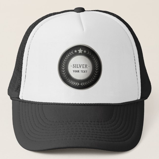 Boné MEDALHA Prata Campeão DIY IMPRESSÃO PERSONALIZADA  (Frente)