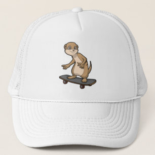 Boné Meerkat como skater com skate