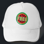 Boné Melancia da Palestina Livre - Liberdade para a Pal<br><div class="desc">Após a guerra de seis dias em 1967, o governo israelita proibiu a bandeira palestiniana. A melancia tomou seu lugar por compartilhar as cores da bandeira: vermelha, preta, branca e verde. a fruta pode ser vista dos muros de pedra de Gaza às galerias de Ramallah, apontando a história política da...</div>