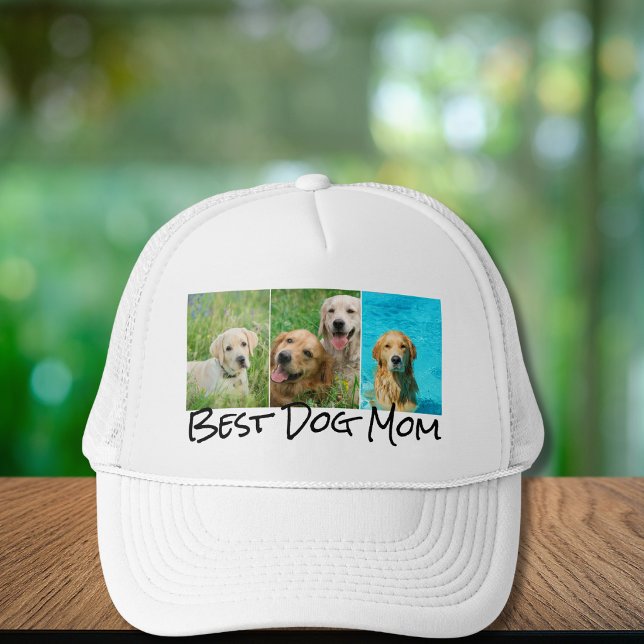 Boné Melhor Mãe de Cachorro 3 Colagem de Fotos (Criador carregado)