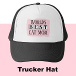 Boné Melhor mãe de gato rosa preto<br><div class="desc">Celebre a melhor mãe de gato do mundo com este chapéu de caminhoneiro na moda! Perfeito para amantes de os animais que orgulhosamente vestem seus corações amorosos em suas capas (ou cabeças!). Quer você esteja fazendo tarefas, batendo no parque, ou apenas saindo com seus bebês de pele, esse chapéu o...</div>