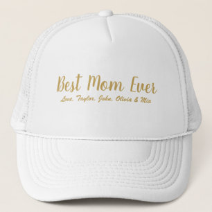 Boné Melhor mãe Escrita em ouro branco personalizada