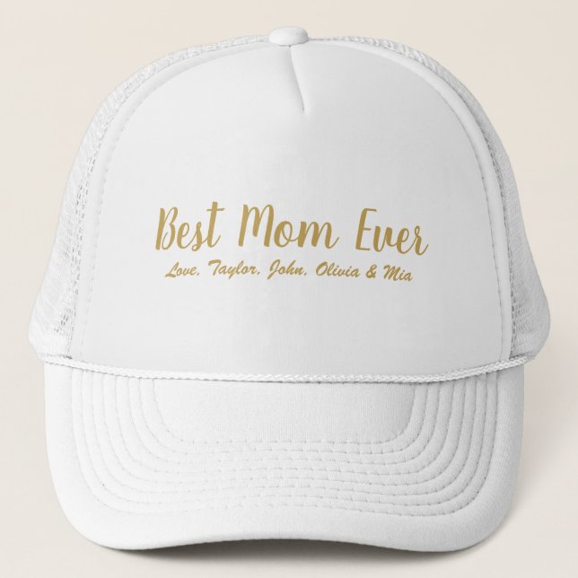 Boné Melhor mãe Escrita em ouro branco personalizada (Frente)