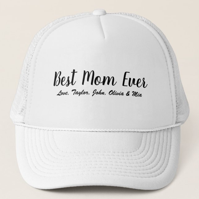Boné Melhor Mãe Escrita Preta Branca personalizada (Frente)