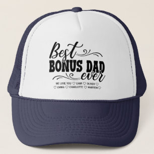 Boné Melhor Pai de Bônus Nunca Nomes de criança perso