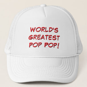 Boné Melhor Pop Pop do Mundo Vermelho Branco