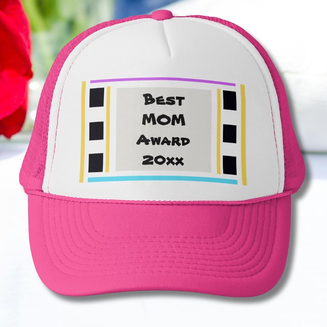 Boné Melhor Prêmio 20xx Legal Rosa Menino (Best Mom Award 20xx - Cool Girly Pink Trucker Cap.)