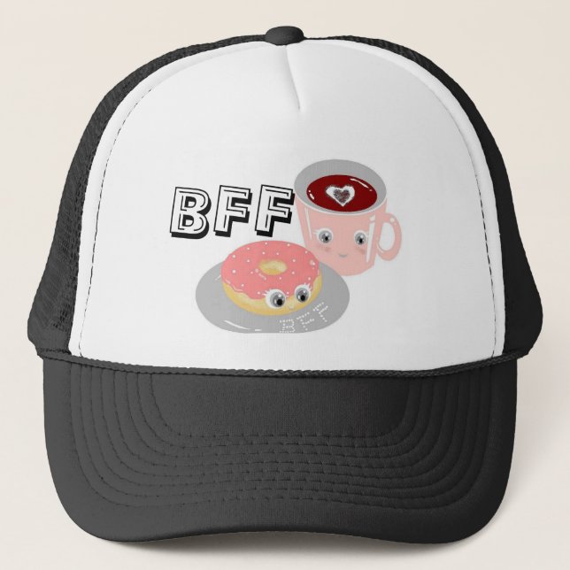 Boné Melhores Amigos para o Café Kawaii e Rosquinha BFF (Frente)