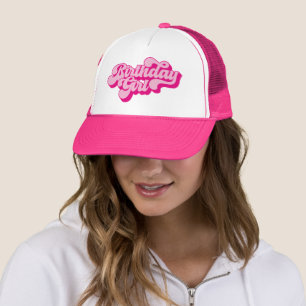 Boné Menina de Aniversário Rosa Quente Retrô