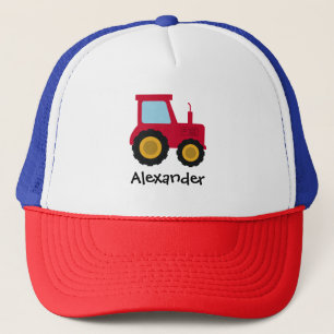 Boné Meninos Trator Vermelho Fofo da Fazenda e Nome Cri
