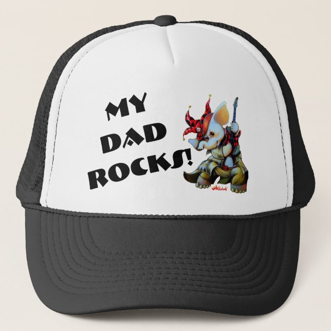 Boné Metalfabeto Jester Meu Pai Rocks Trucker Hat (Frente)