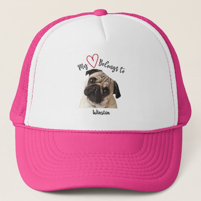 Boné Meu Coração Pertence a Pug Hat (Frente)