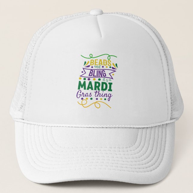 Boné Miçangas e Brilho É uma Coisa de Mardi Gras (Frente)