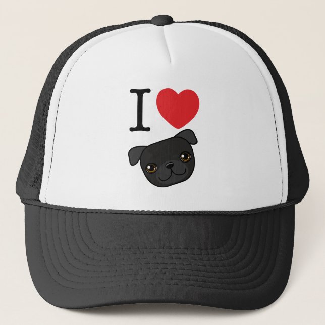 Boné Mim Pugs pretos do coração (Frente)