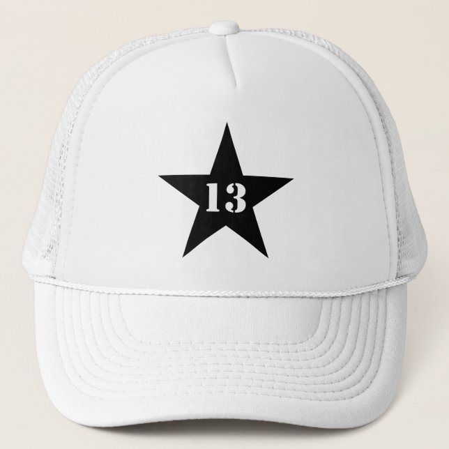 Boné Minha Estrela Numérica Sortuda - Número 13 (preto) (Frente)