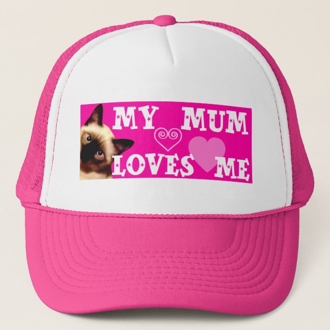 BONÉ MINHA MÃE AMA-ME - CHAPÉU COR-DE-ROSA COM CAT (Frente)