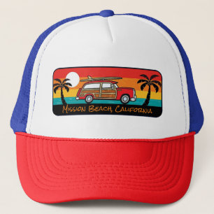 Boné Mission Beach, California Woody Trucker Hat