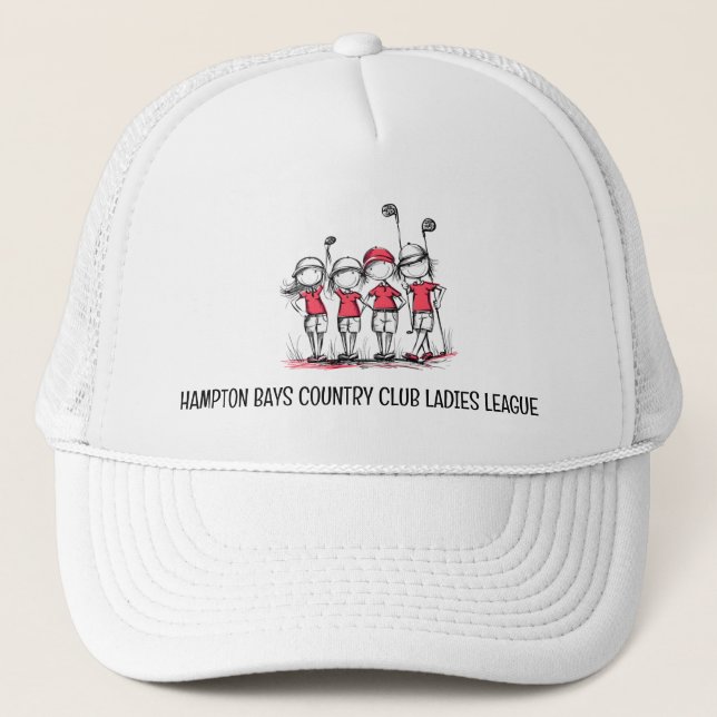 Boné Moças Personalizadas Liga de Golfe RED Hat - Nome  (Frente)