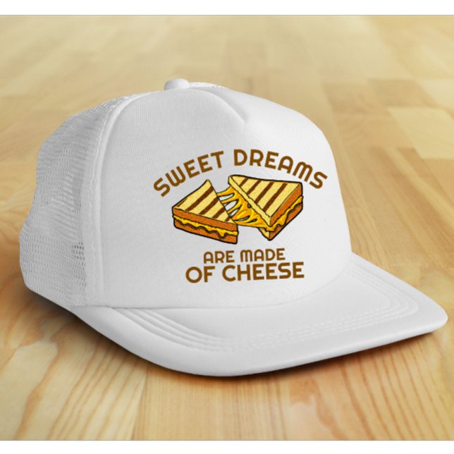 Boné Modern Custom Cheese Bread Yellow Text (Modern cheese lover trucker hat)
