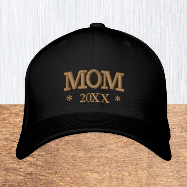 Boné MOM 20XX embroidered baseball cap gold / white (Mom Hat / New Mom since 20xx baseball cap)