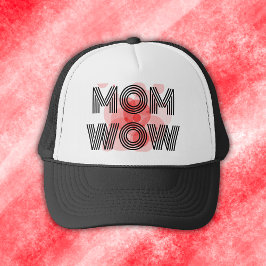 Boné MOM WOW preto em vermelho |