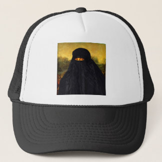 Boné Mona Lisa escondida atrás do Burqa