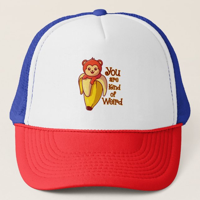 Boné Monkey Banana Engraçado Você É Estranho (Frente)