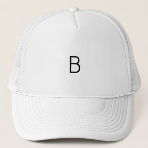 Boné Monograma B Personalizado de Cor Branca e Branco o