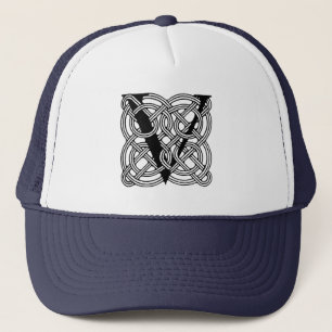 Boné Monograma da Letra V Impressão Vintage do Nó Celta