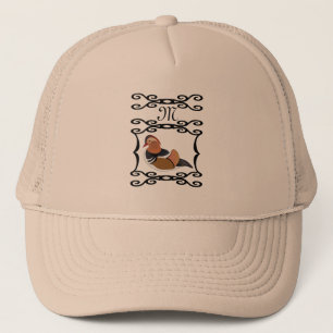 Boné Monograma de Cartoon de Pato Mandarim Adorável