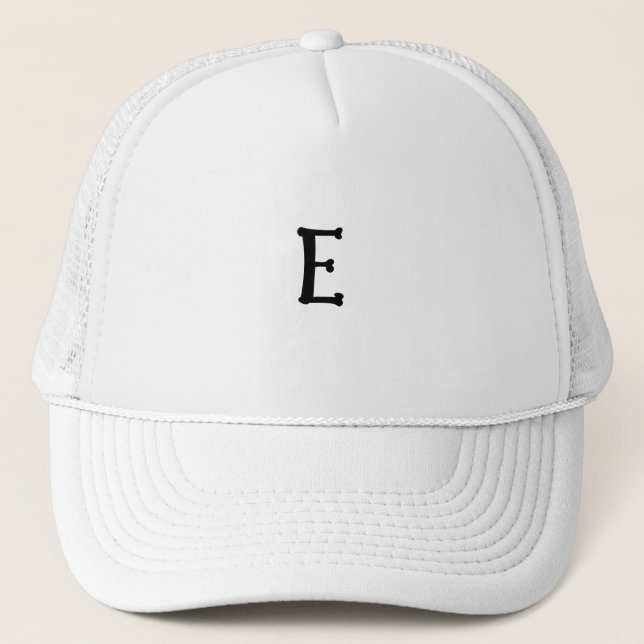 Boné Monograma de letra "E" em fonte Backbone White (Frente)