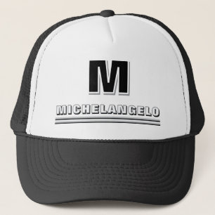 Boné Monograma e Nome Personalizados Moderno Preto e Br