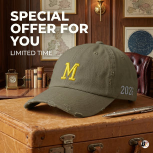 Boné Monograma Estilo Varsity Vintage M Turma de 2026 D