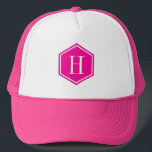 Boné Monograma Geométrico Rosa<br><div class="desc">Forma simples e elegante de octógono geométrico rosa com monograma personalizável.</div>