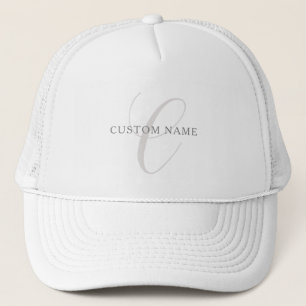 Boné Monograma Moderno Elegante Cinza e Branco (editá