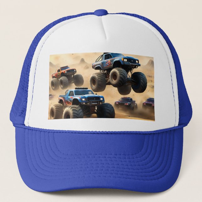 Boné Monster Trucks Correndo No Deserto, (Frente)