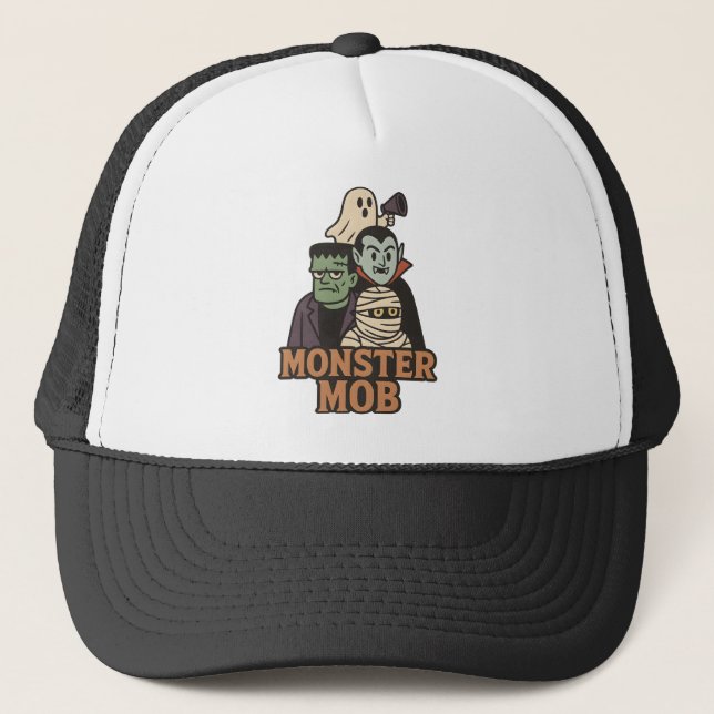 Boné Monstro Mob Frankenstein Drácula Múmia Fantasma (Frente)