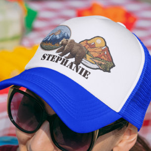 Boné Montanhas Faux Remendos Urso Presente Personalizad