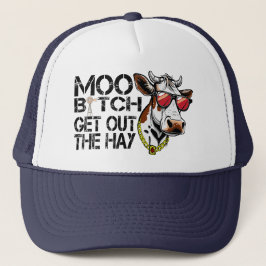 Boné Moo saia do feno Engraçado com óculos Suados