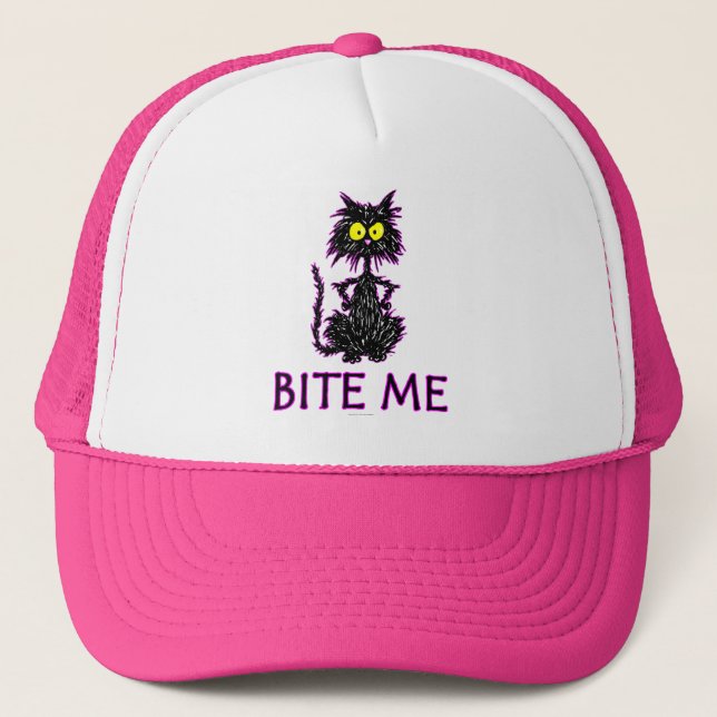 Boné Morda-me! Design do presente do gato (Frente)