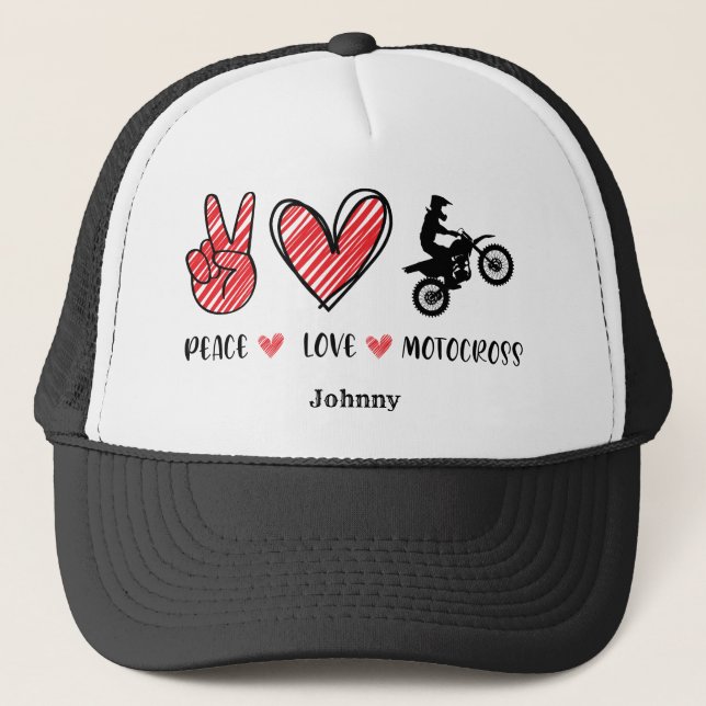 Boné MOTOCROSS Peace Love Personalizado (Frente)