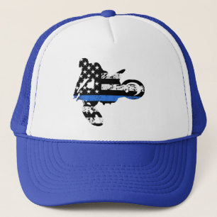 Boné motocross rider motocicleta tira fina linha azul