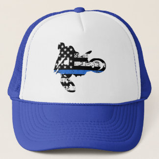 Boné motocross rider motocicleta tira fina linha azul