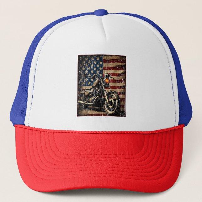 Boné Motorcycle USA Flag Biker (Frente)