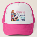 Boné Mulheres para Kamala Harris 2024 Pink<br><div class="desc">Bonito chapéu político com um desenho de mulheres de muitas etnias e raças para uma mulher democrática votando em Kamala Harris na eleição presidencial de 2024. As raças negra,  hispânica,  muçulmana,  caucasiana e todas as raças se juntam como um grupo feminista para votar na nossa primeira presidente feminina.</div>