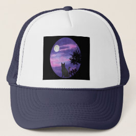Boné  Mystical Cat Under Full Moon – Dreamy Purple Nigh