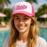 Boné Name Of The Bride Pink Bachelorette Barb<br><div class="desc">Name Of The Bride Pink Bachelorette Barb Trucker Hat</div>
