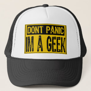 Boné Não entre em pânico - Sou um Geek - Amarelo/Pret